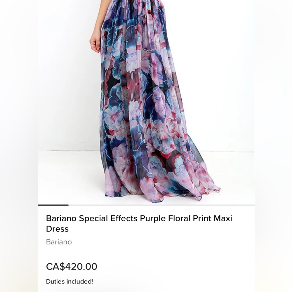 Lulus Bariano Special Effects Purple Floral Print Maxi Dress- XS - Picture 3 of 8